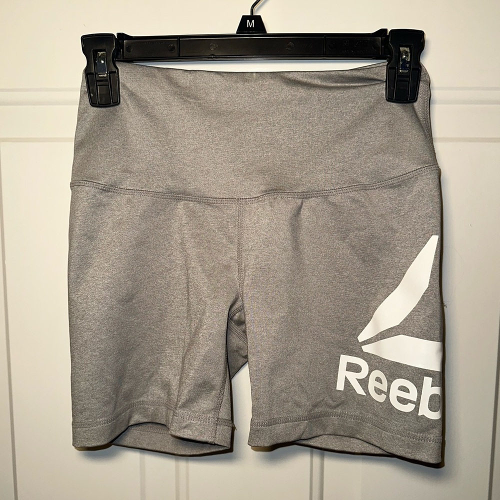 Reebok Women's Gray Athletic High-Rise Biker Shorts